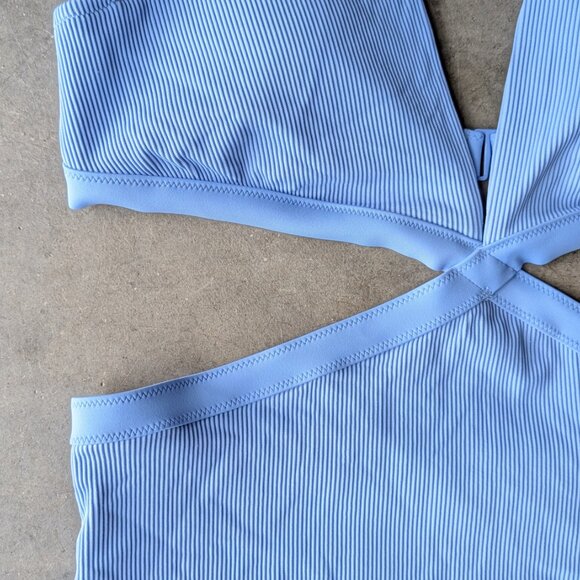 Aerie Ribbed Cut Out One Piece Swimsuit Blue large long NWT - Picture 5 of 10